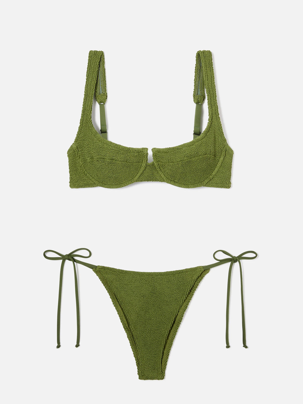 Amira Marielle military green crinkle bikini
