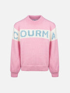 Girl pink crewneck sweater Danya with Courma lurex logo