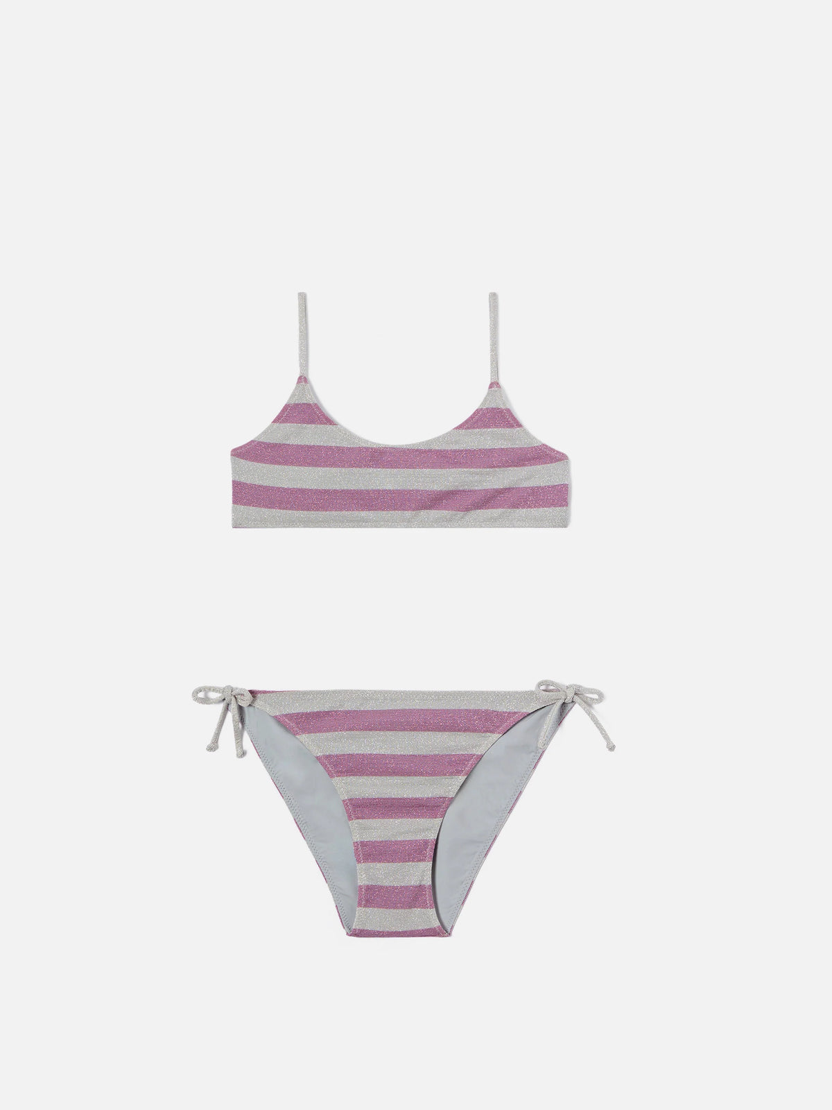 Amalia Jr lurex pants with pink and silver stripes