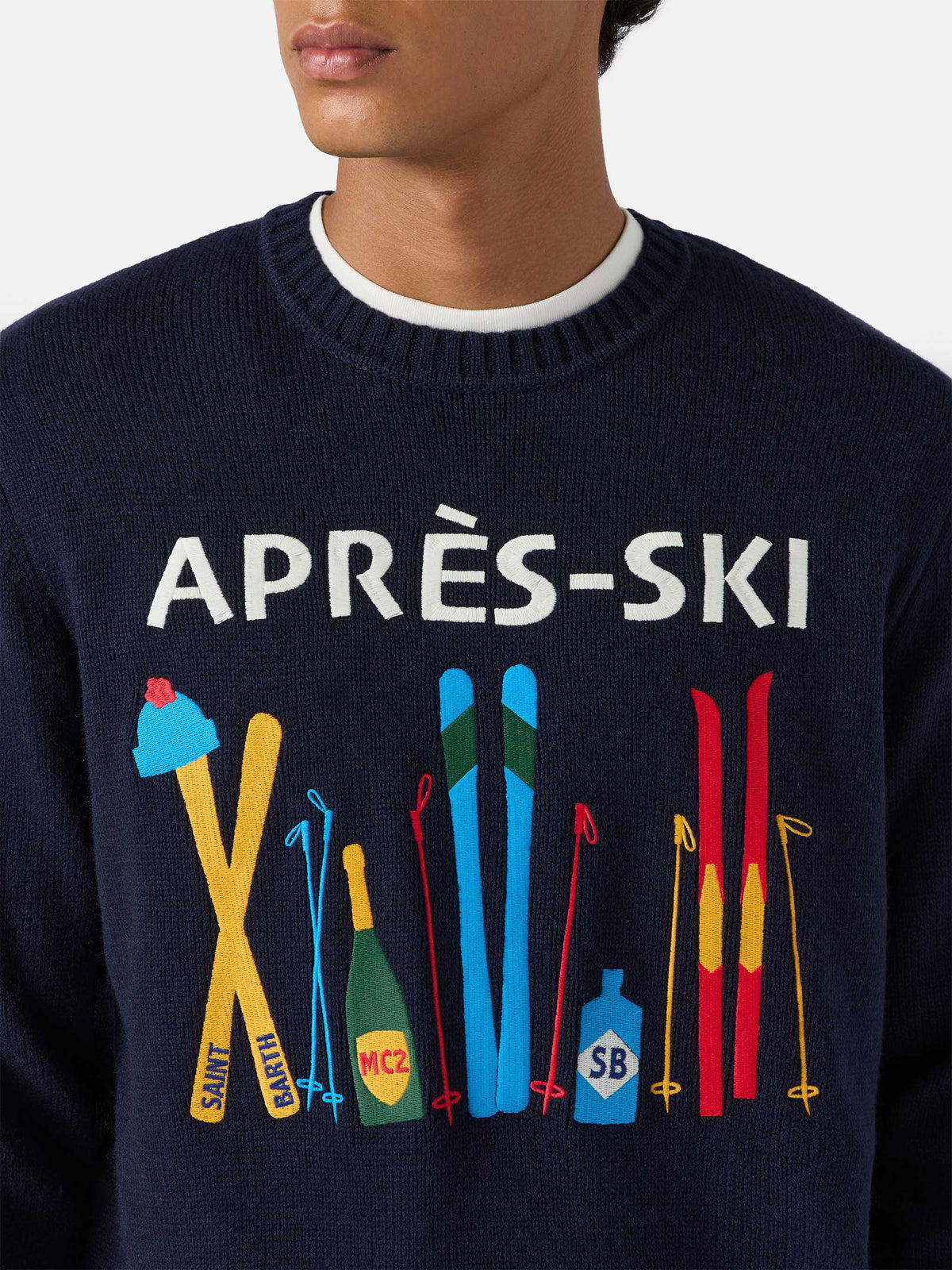 Blue Bombardino Light sweater with Après Ski jacquard