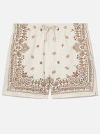 Gustavia beige swim shorts with bandana print