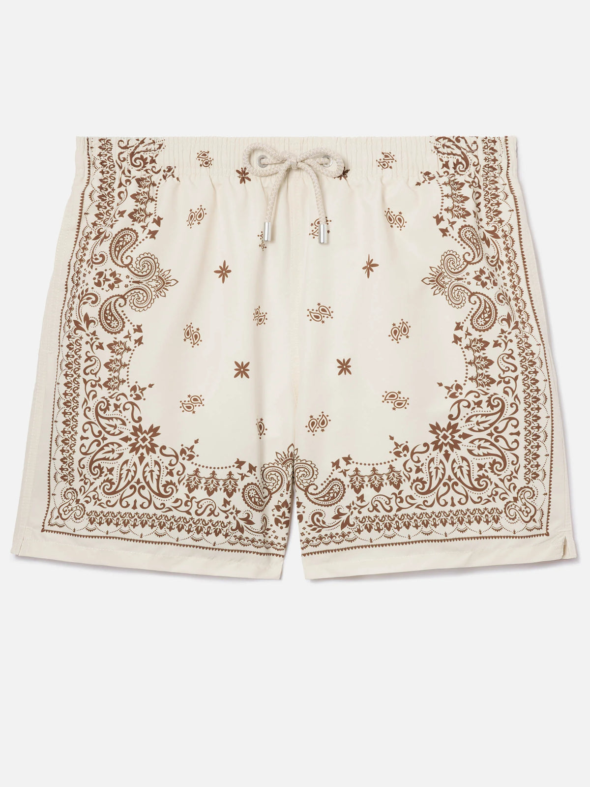 Gustavia beige swim shorts with bandana print