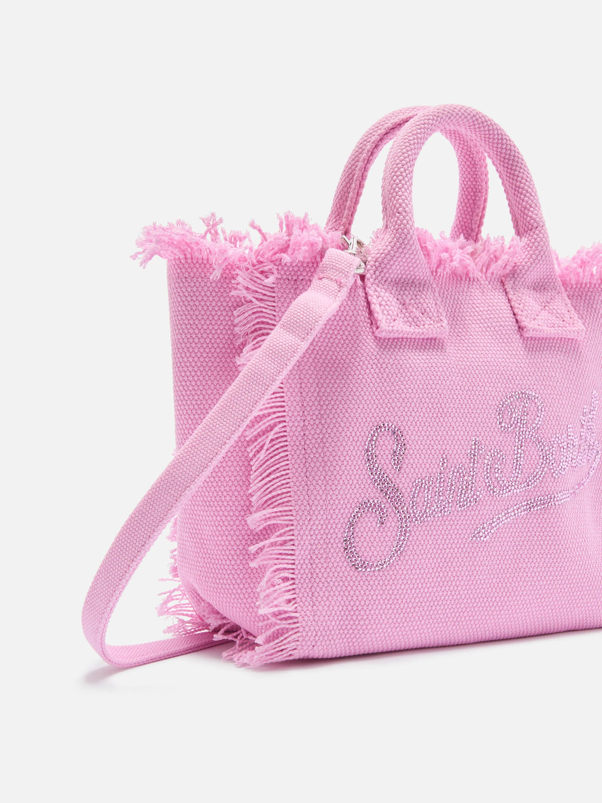 Pink canvas Vanity mini bag with rhinestone logo