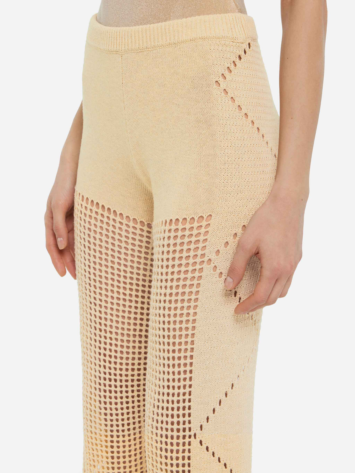 Alva beige crochet flared pants
