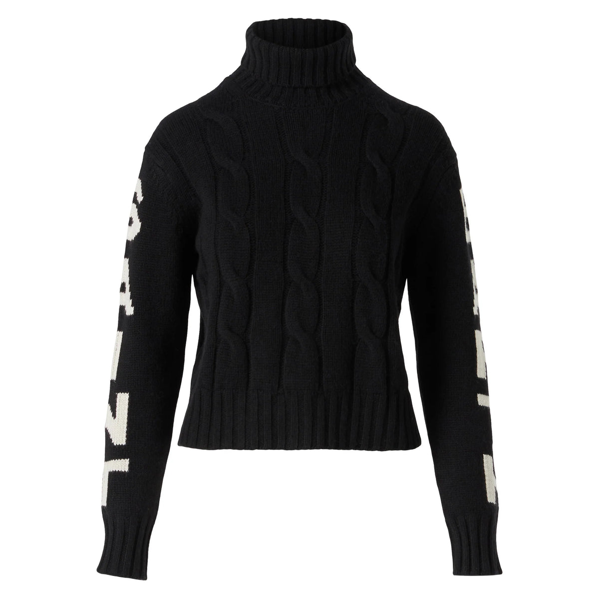 Adler black braided turtleneck sweater with Saint Barth jacquard