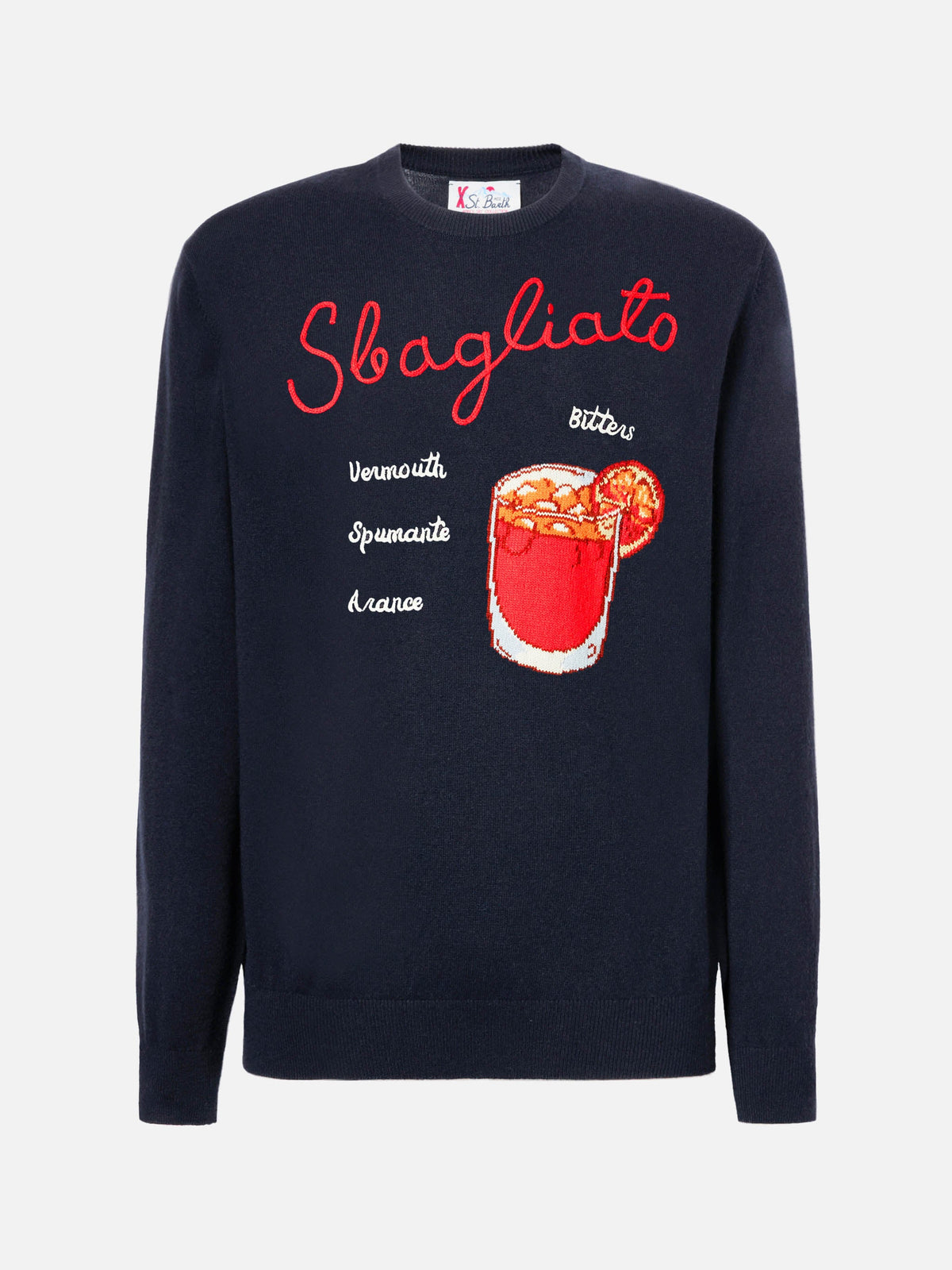 Blue sweater Heron with Sbagliato embroidery