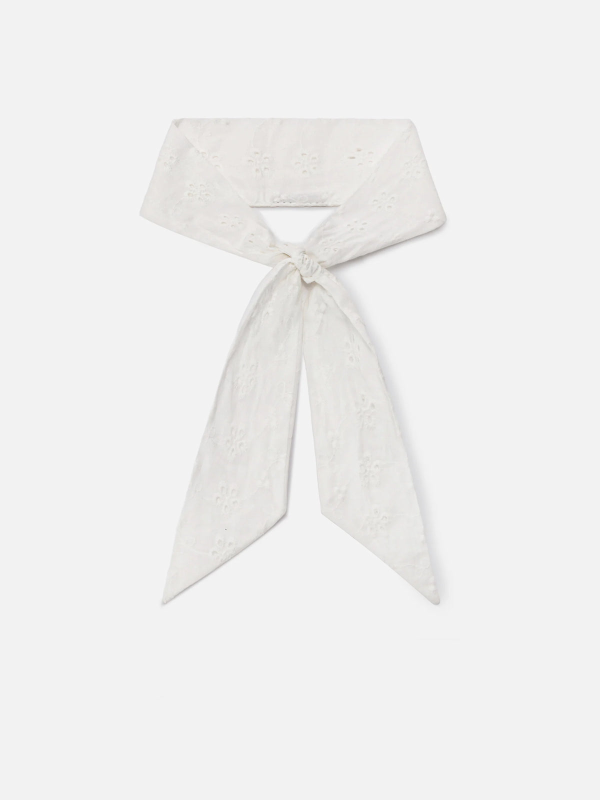 Band scarf in white cotton sangallo