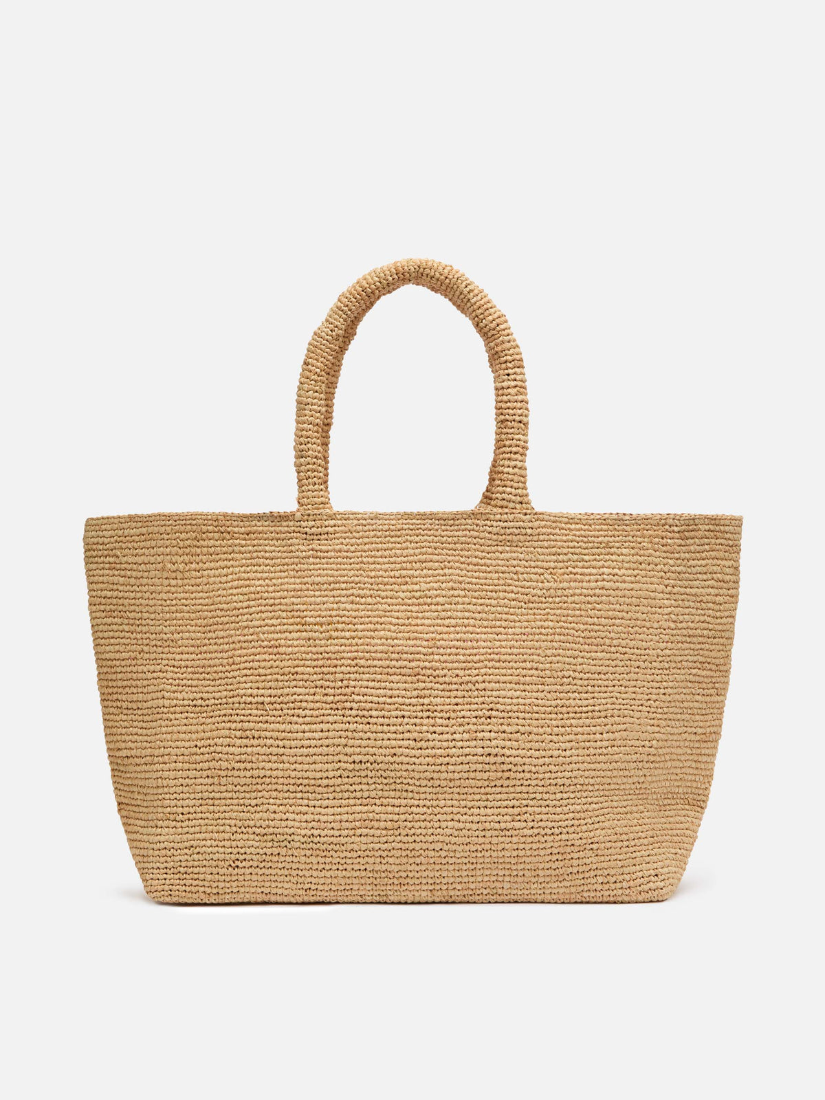 Beige Raffia Beach bag with cotton pouch and Ibiza embroidery