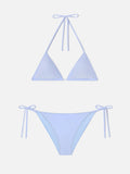 Leah Virgo Overlock bikini in light blue velvet