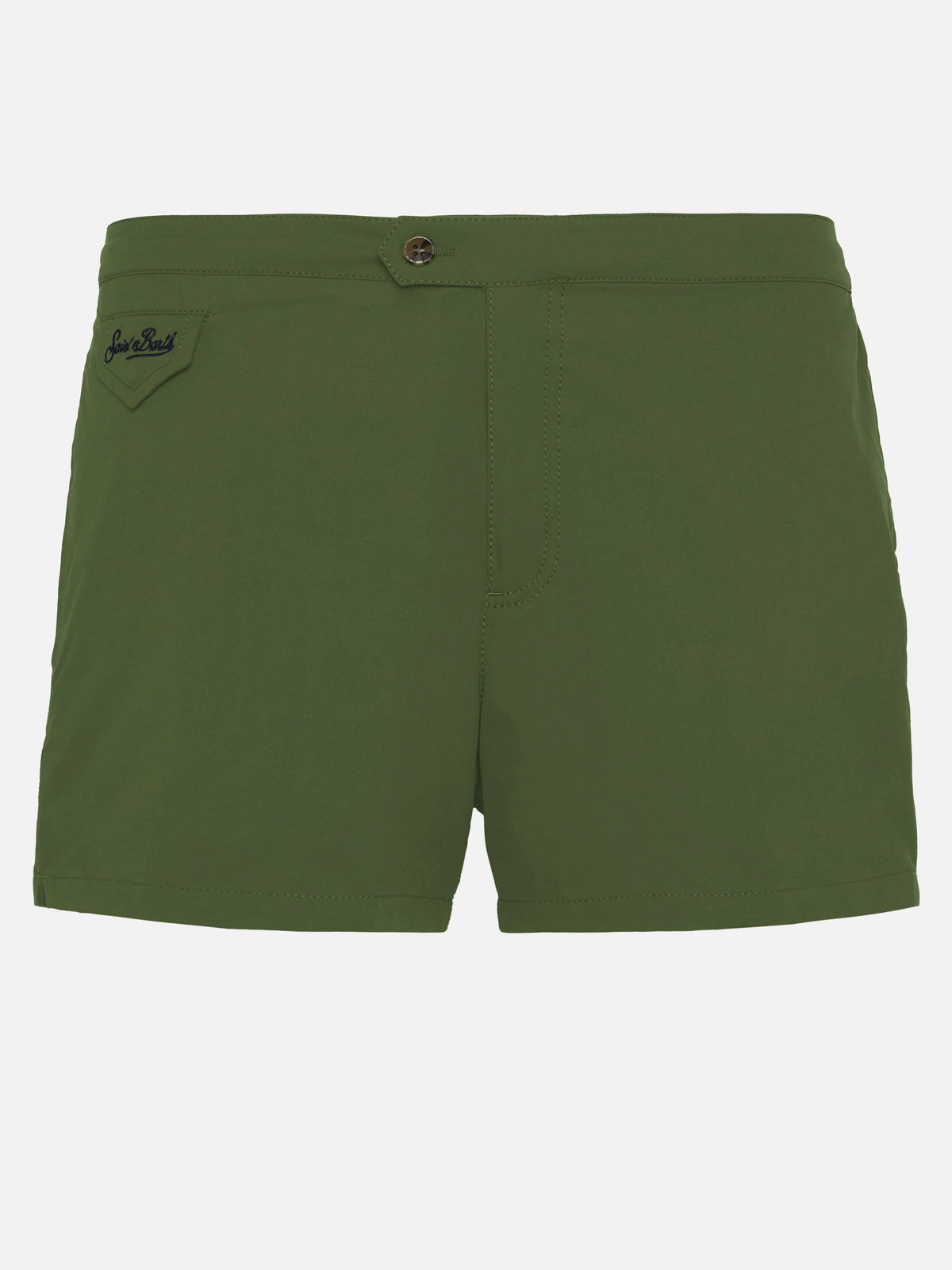 Harrys military green fitted cut swim shorts