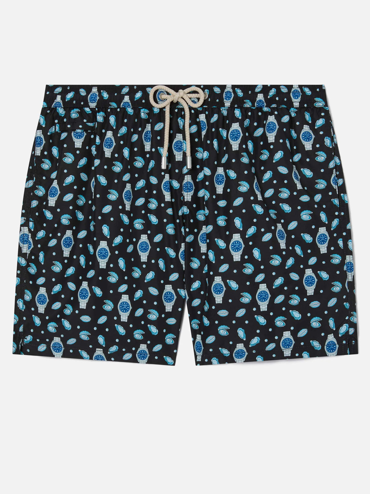 Black Lighting Micro swim shorts with oysters and watches all-over print