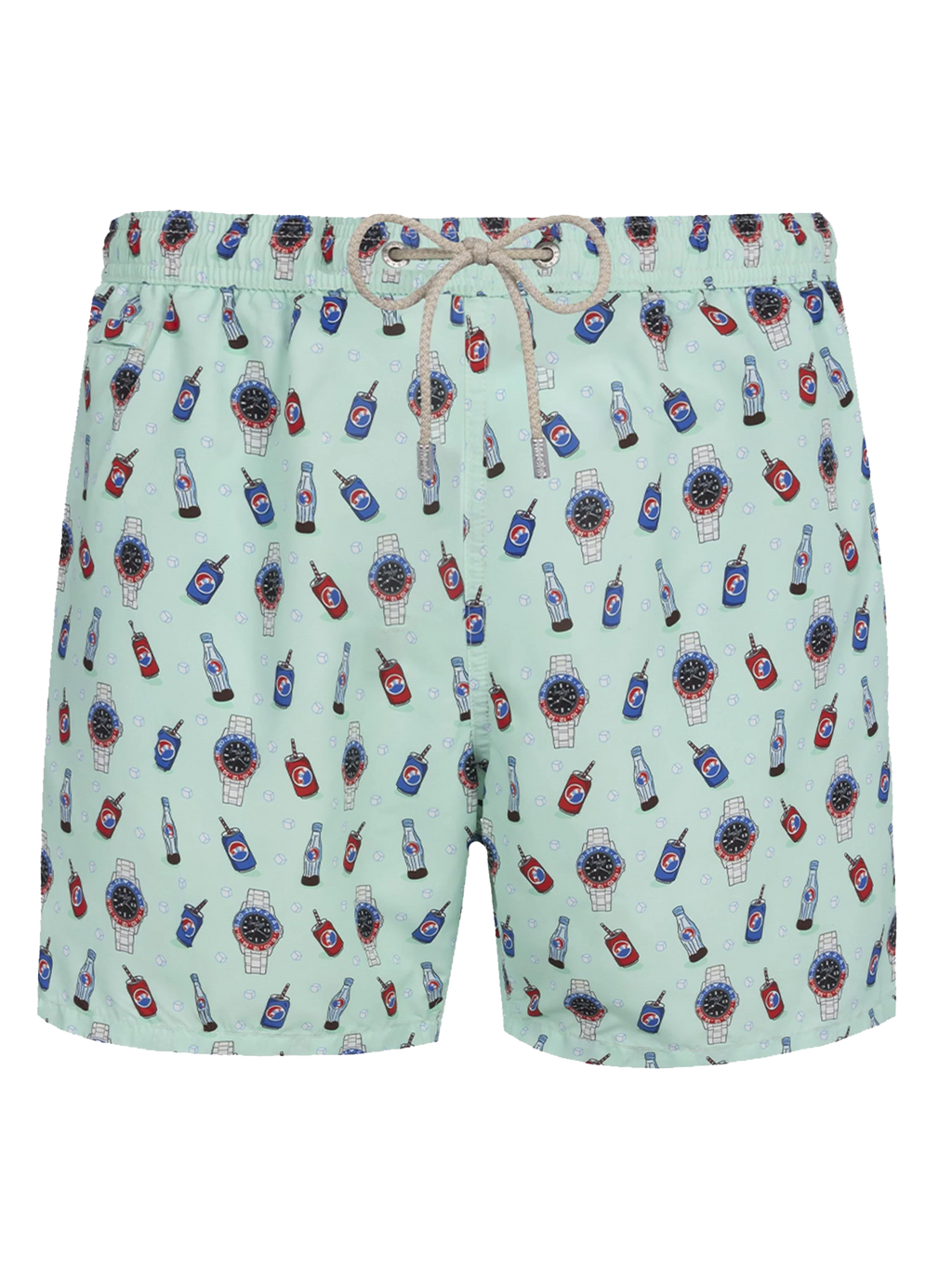 Lighting Micro Fantasy green watches and drinks print swim shorts