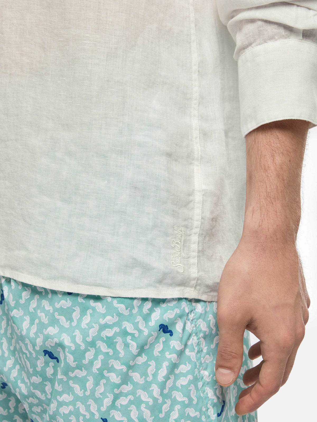 Black linen pants Calais with drawstring