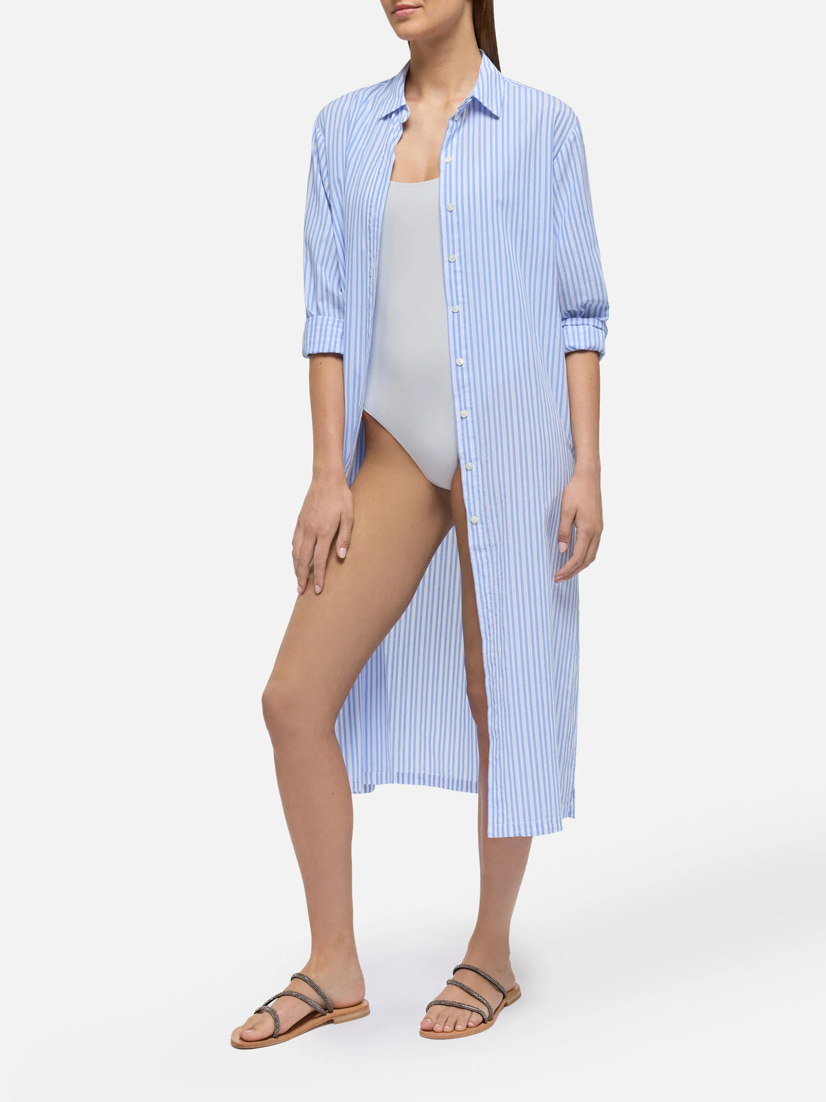 Adeline cotton maxi dress with striped print
