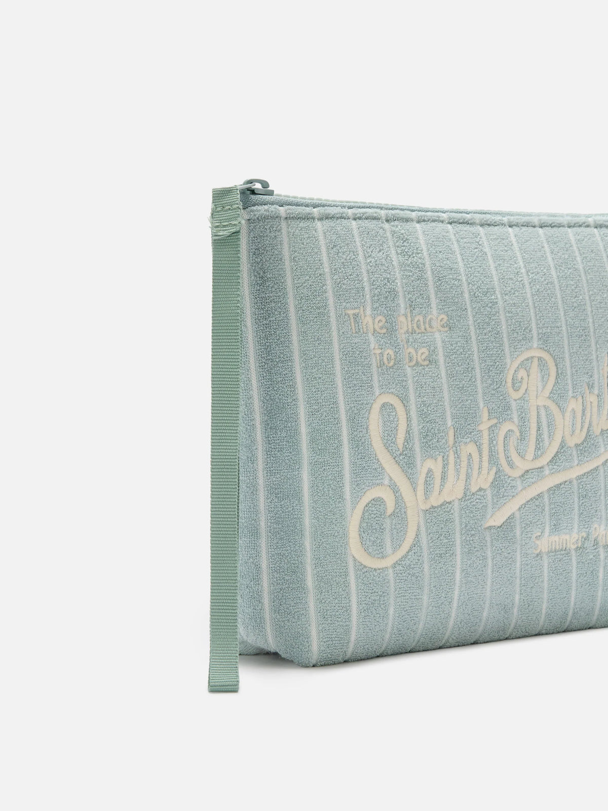 Aline terry-effect pouch with striped embossed pattern