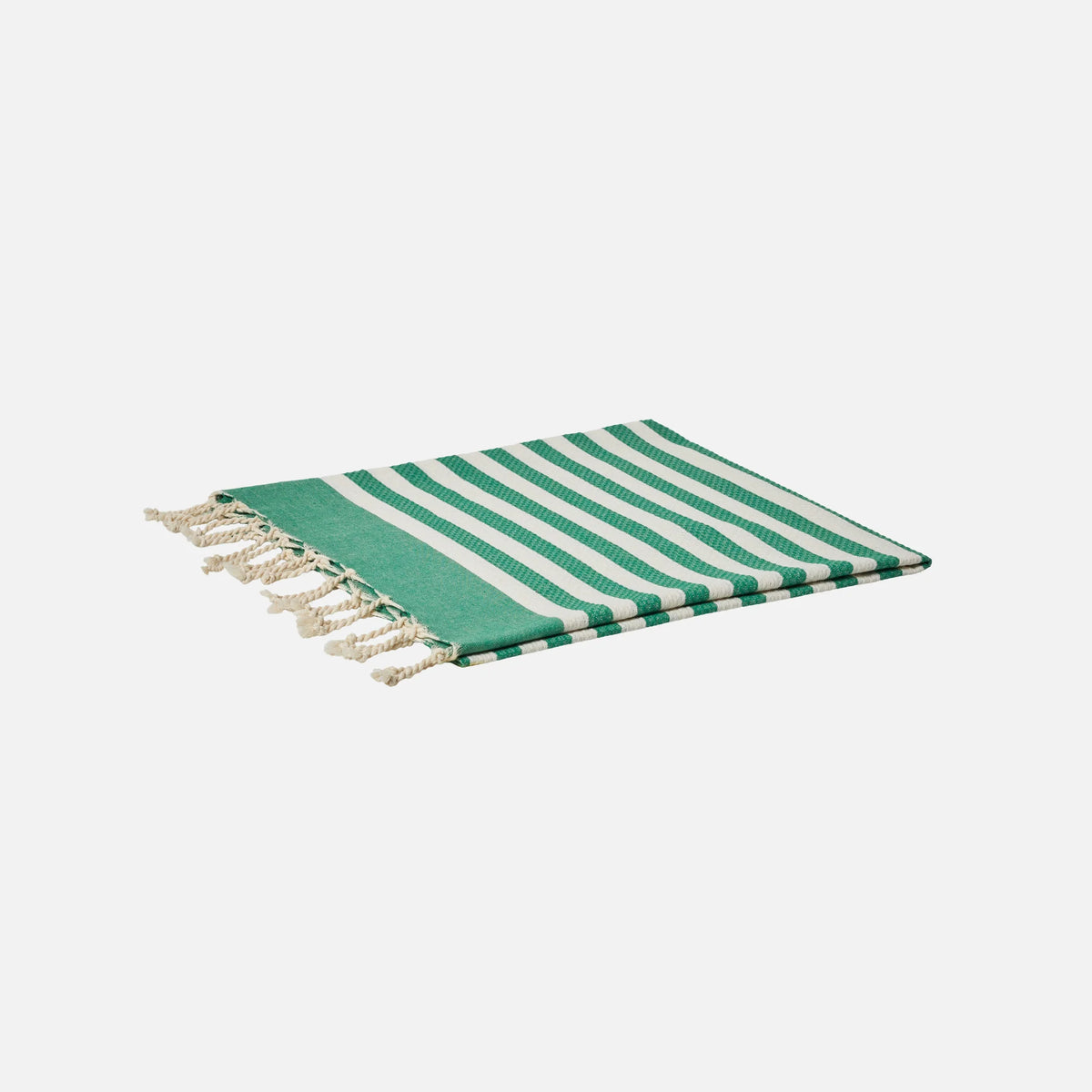 Fouta classic honeycomb with white and green stripes