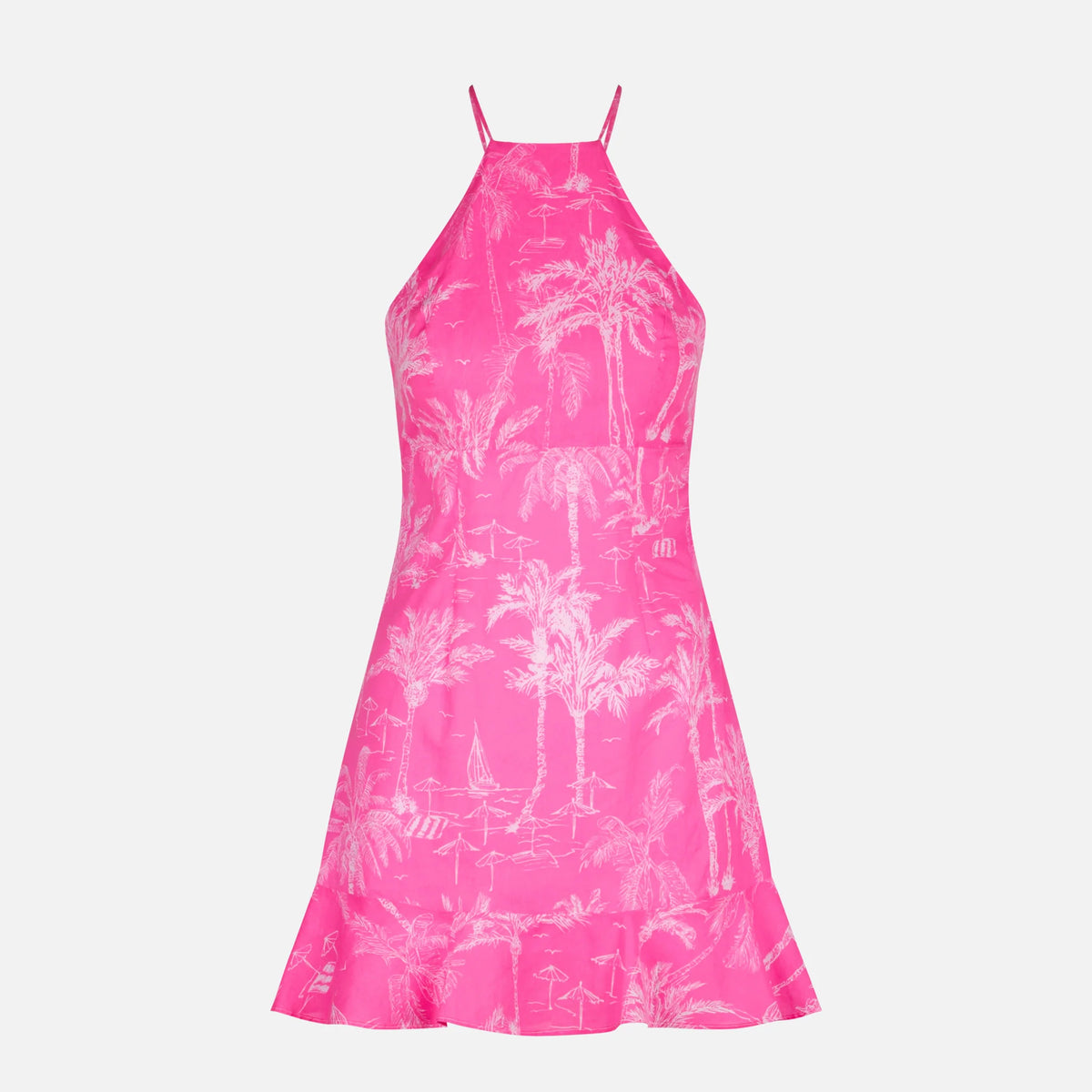 Fluo pink toile de jouy print slip dress Avrill