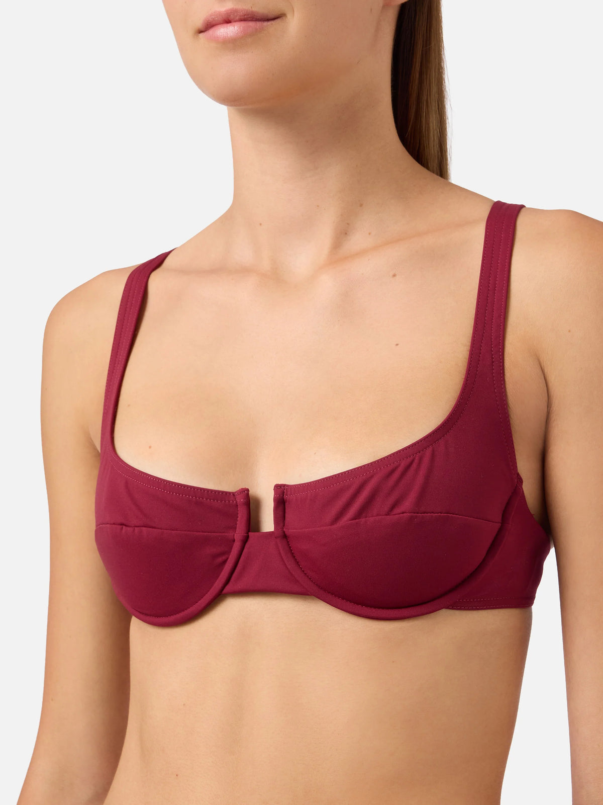 Amira Naomi bordeaux balconette bikini in solid color