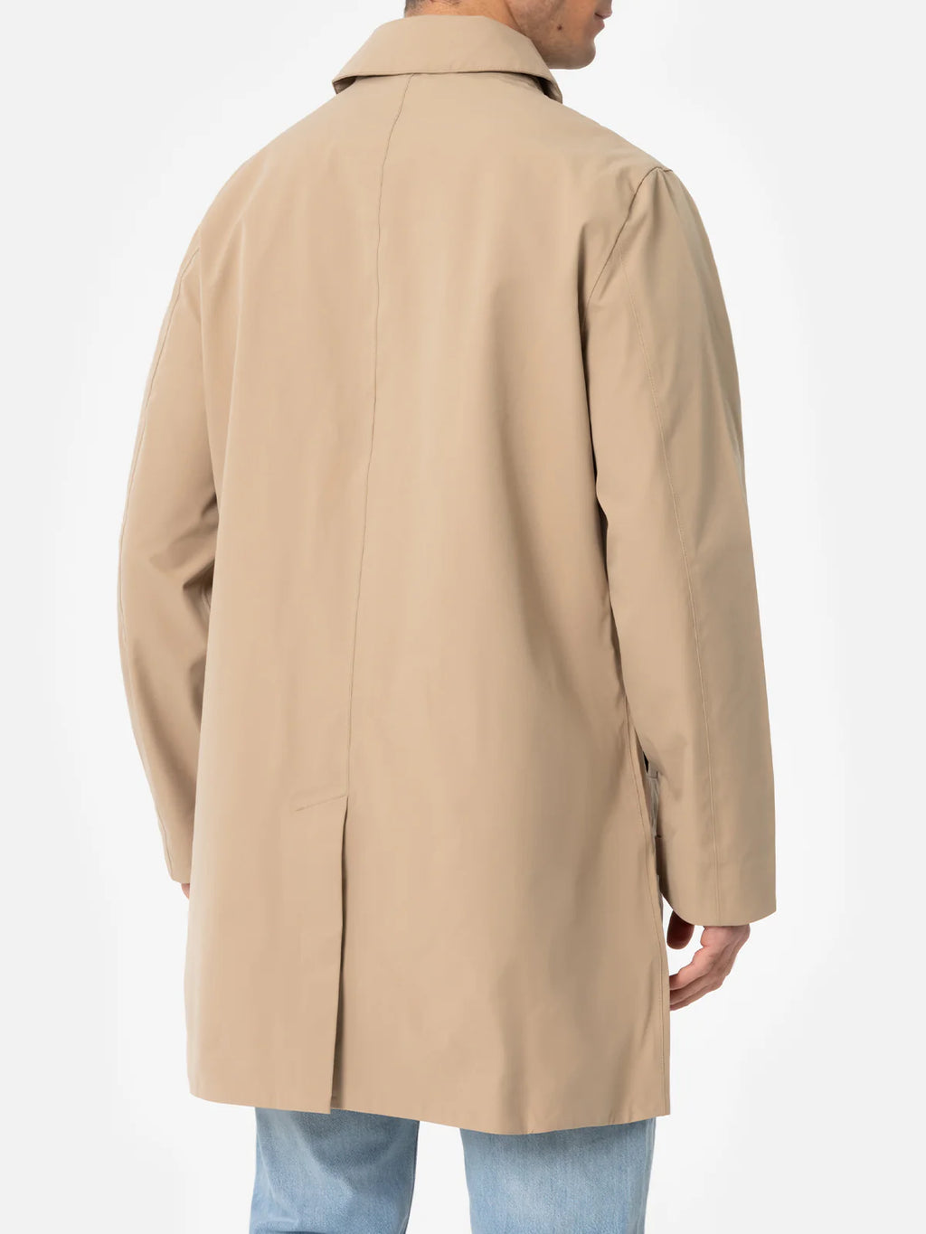 Beige stretch fabric trench Elbert with welt