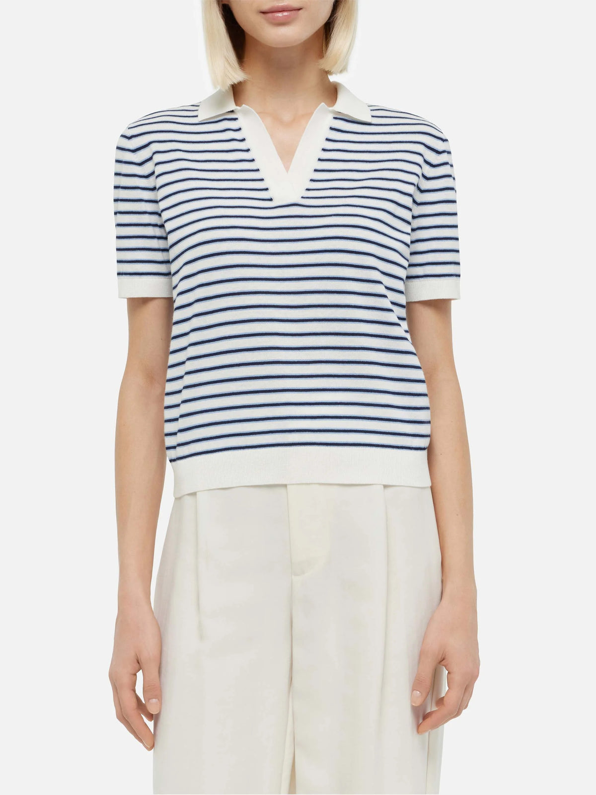Blue striped knitted polo Evonne