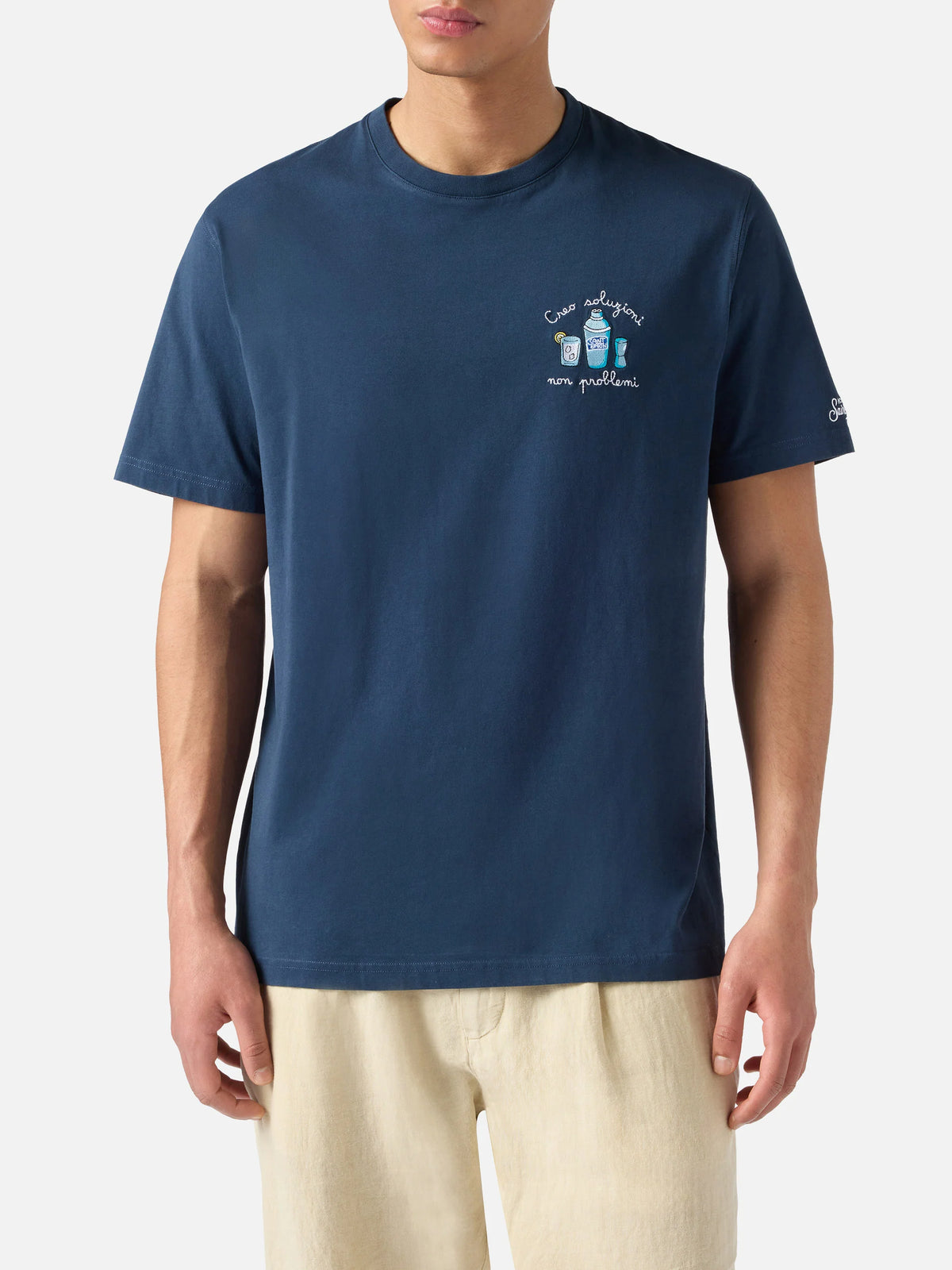 Blue Portofino T-shirt with Creo Soluzioni Non Problemi embroidery