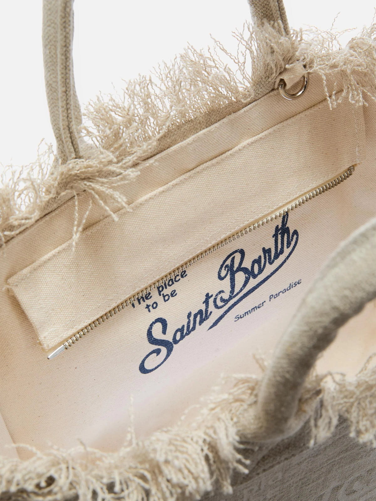 Beige solid color linen Vanity regular bag