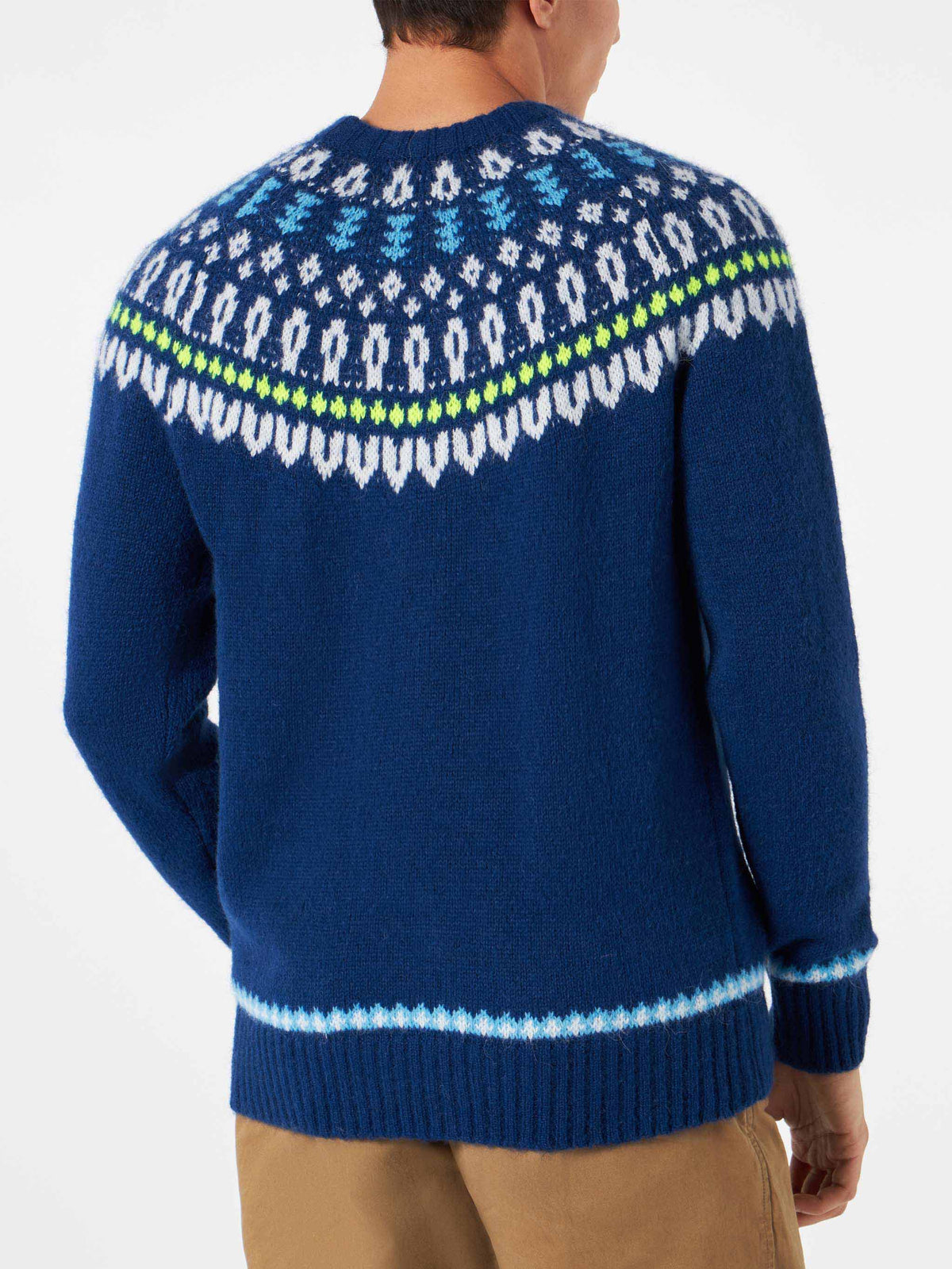 Crewneck sweater Heron with fair-isle jacquard