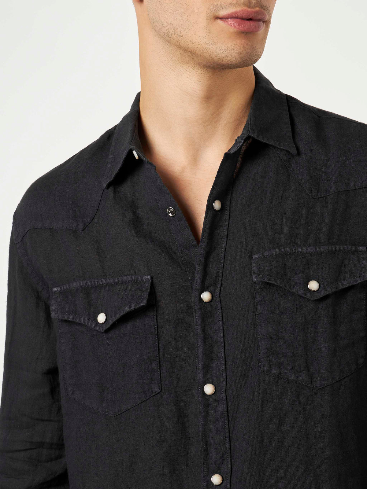 Greg black linen shirt