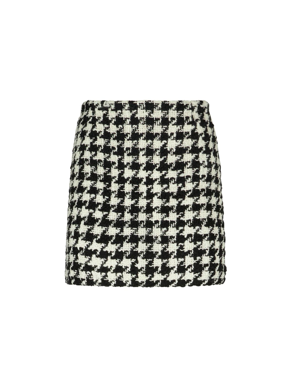 Katrine black and white houndstooth wool effect skirt