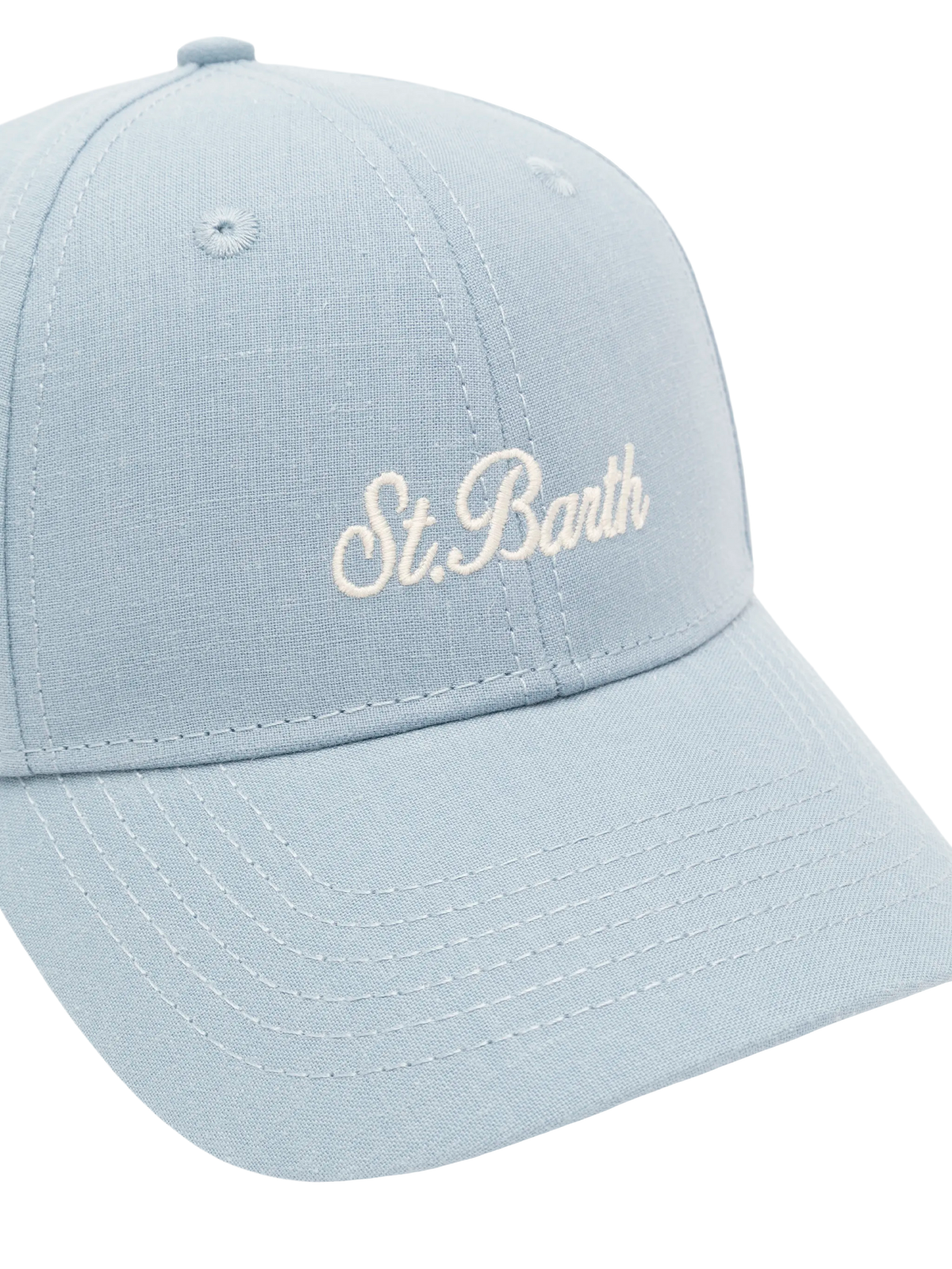 Light blue linen ball cap Baseball Jr with Saint Barth embroidery