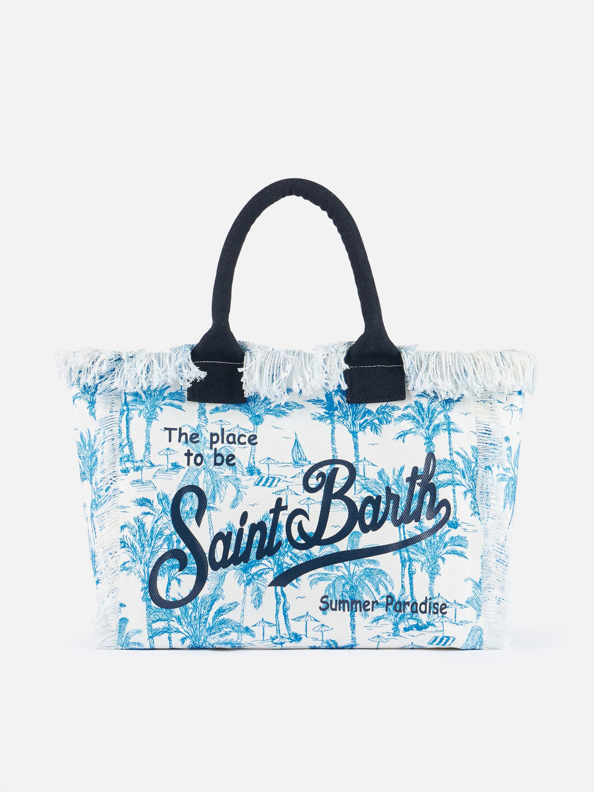 Bluette cotton canvas Vanity tote bag with toile de jouy print