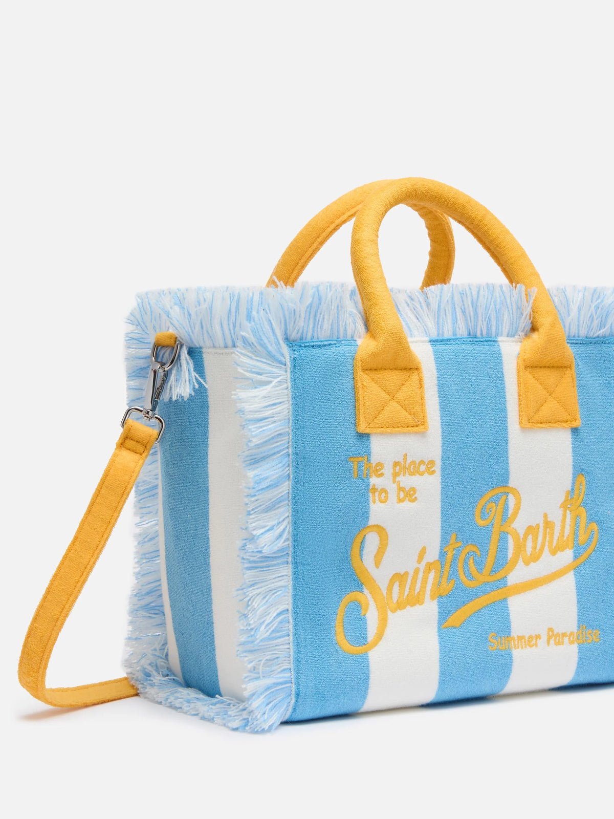 Colette Sponge light blue striped terry handbag