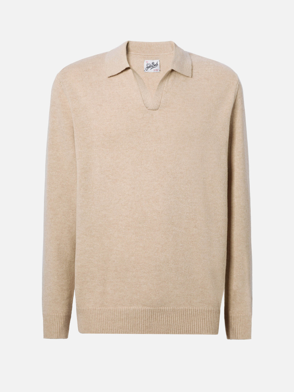 Beige pure-wool knit polo Covent