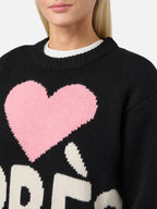 Kyla wool sweater in black with Après jacquard