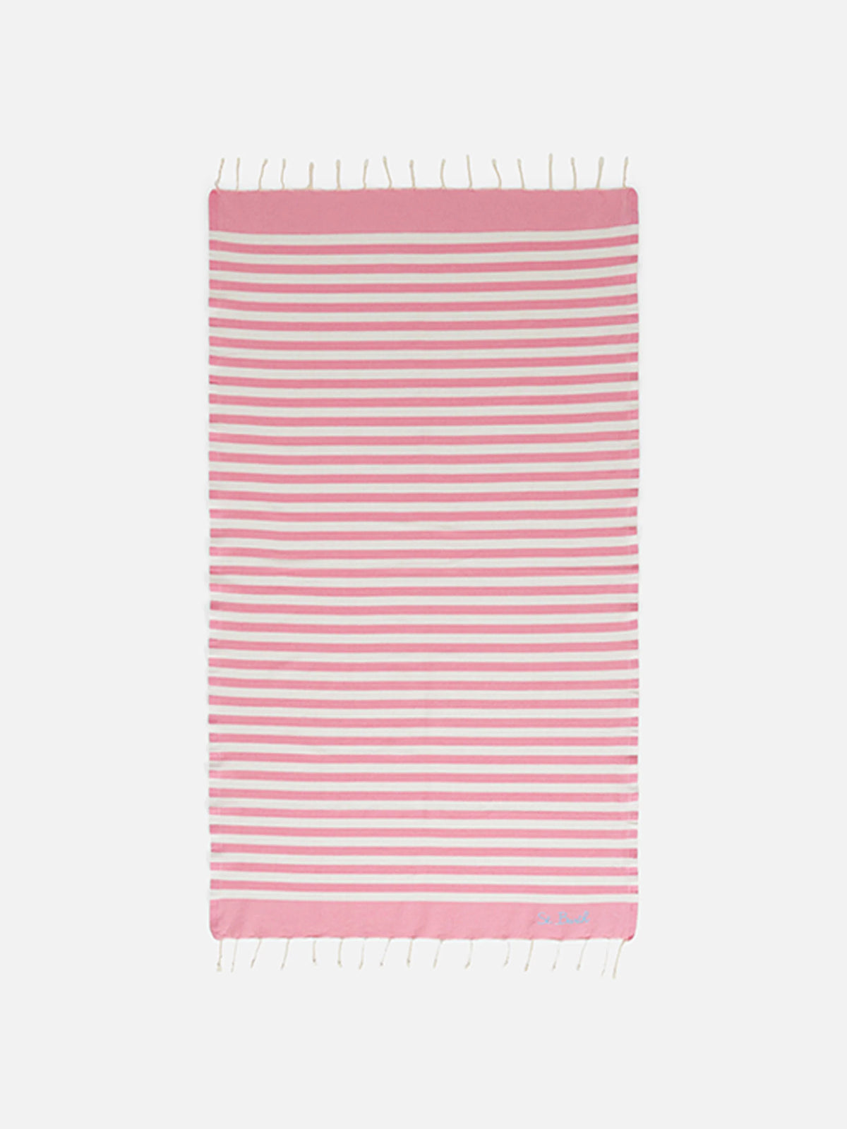 Foutas beach towel with pink and white stripes