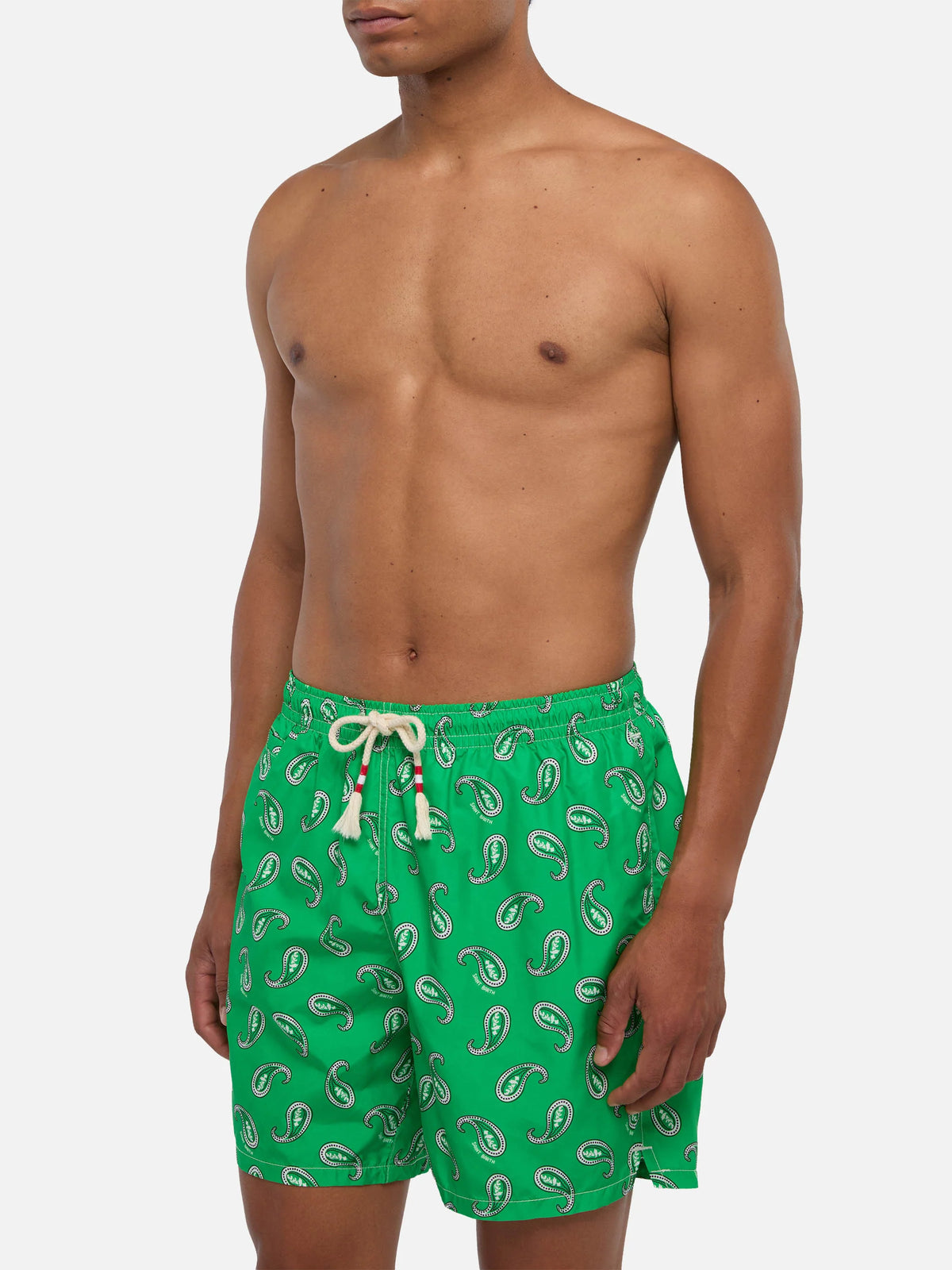Green paisley Caprese swim shorts