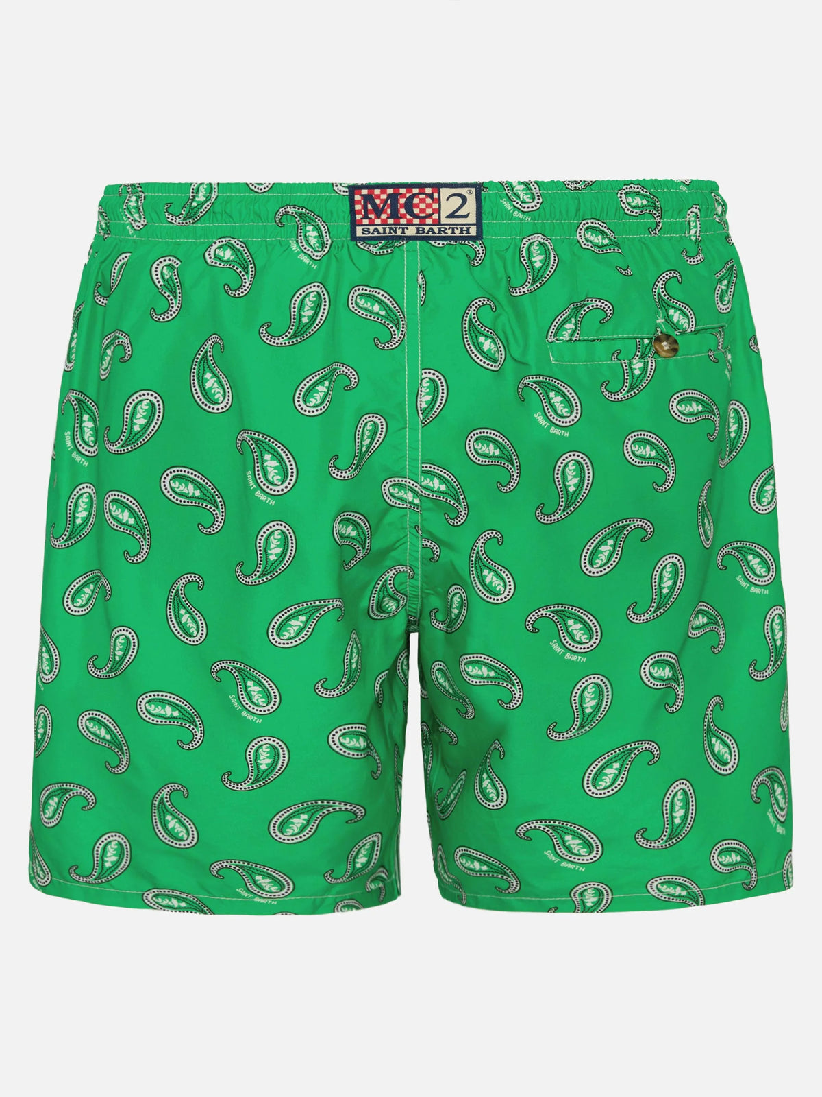 Green paisley Caprese swim shorts