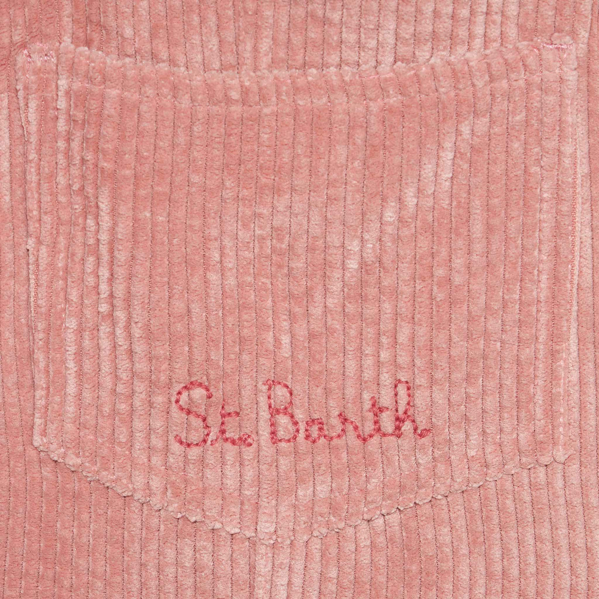 Girl pink corduroy salopette with St. Barth embroidery