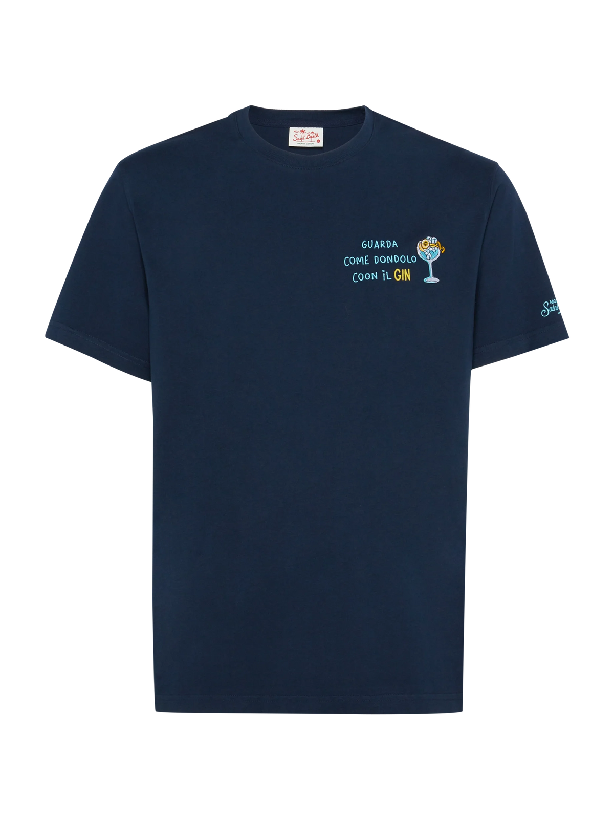 Classic fit cotton jersey t-shirt Portofino with Dondolo con il Gin embroidery