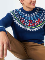 Crewneck sweater Heron with fair-isle jacquard