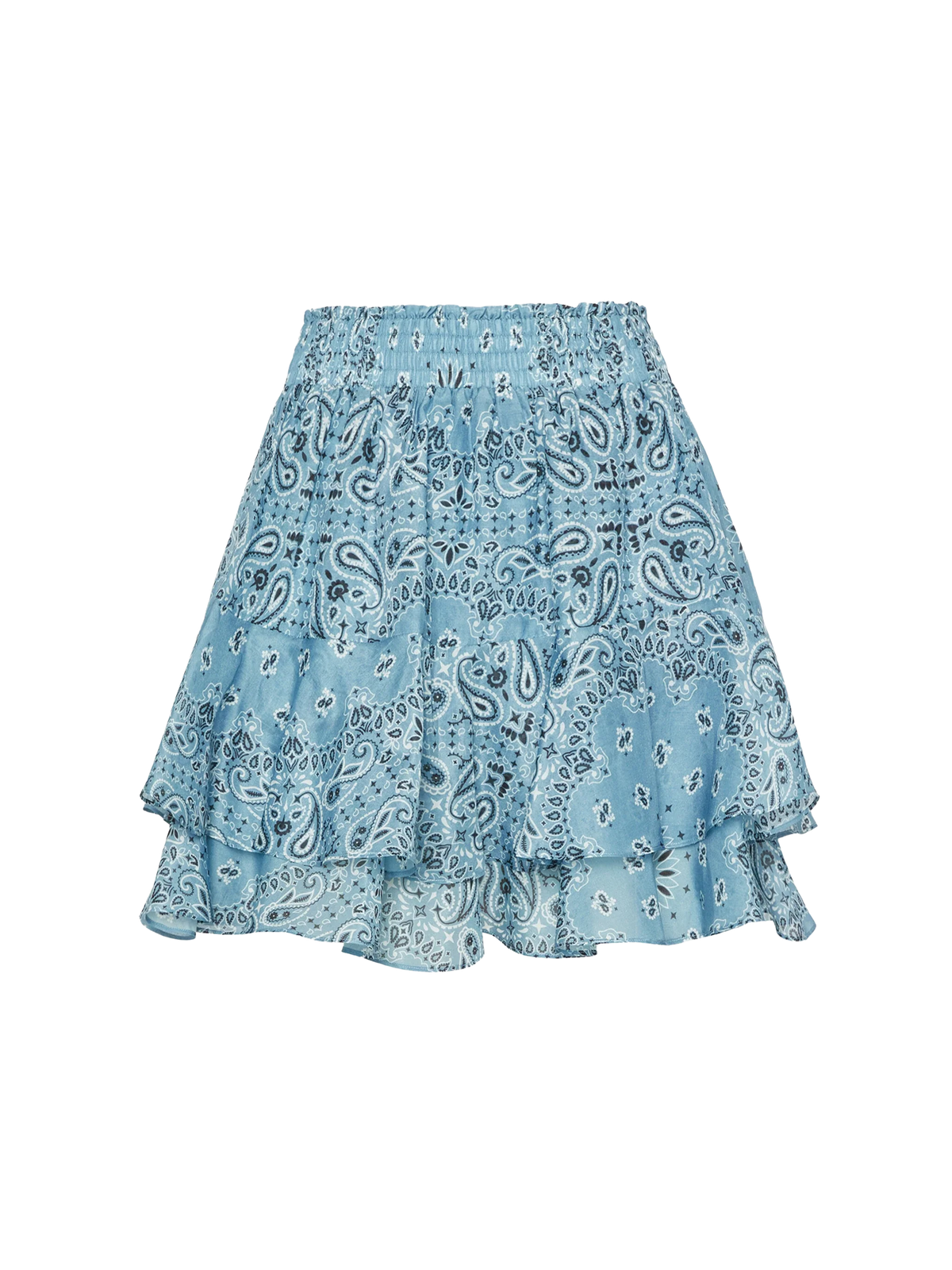 Eivissa ruffled mini skirt in silk voile with bandana print