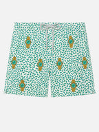 Mid-length striped Gustavia swim-shorts with watches embroidery