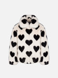 Girl faux fur jacket Aveline with heart print