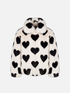 Girl faux fur jacket Aveline with heart print