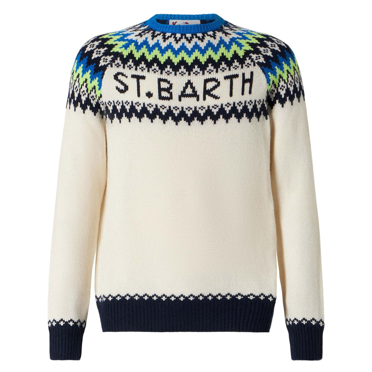 Crewneck sweater Heron with fair-isle jacquard