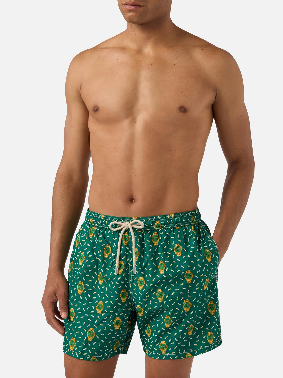 Green Lighting Micro swim shorts with rich mayer all-over print