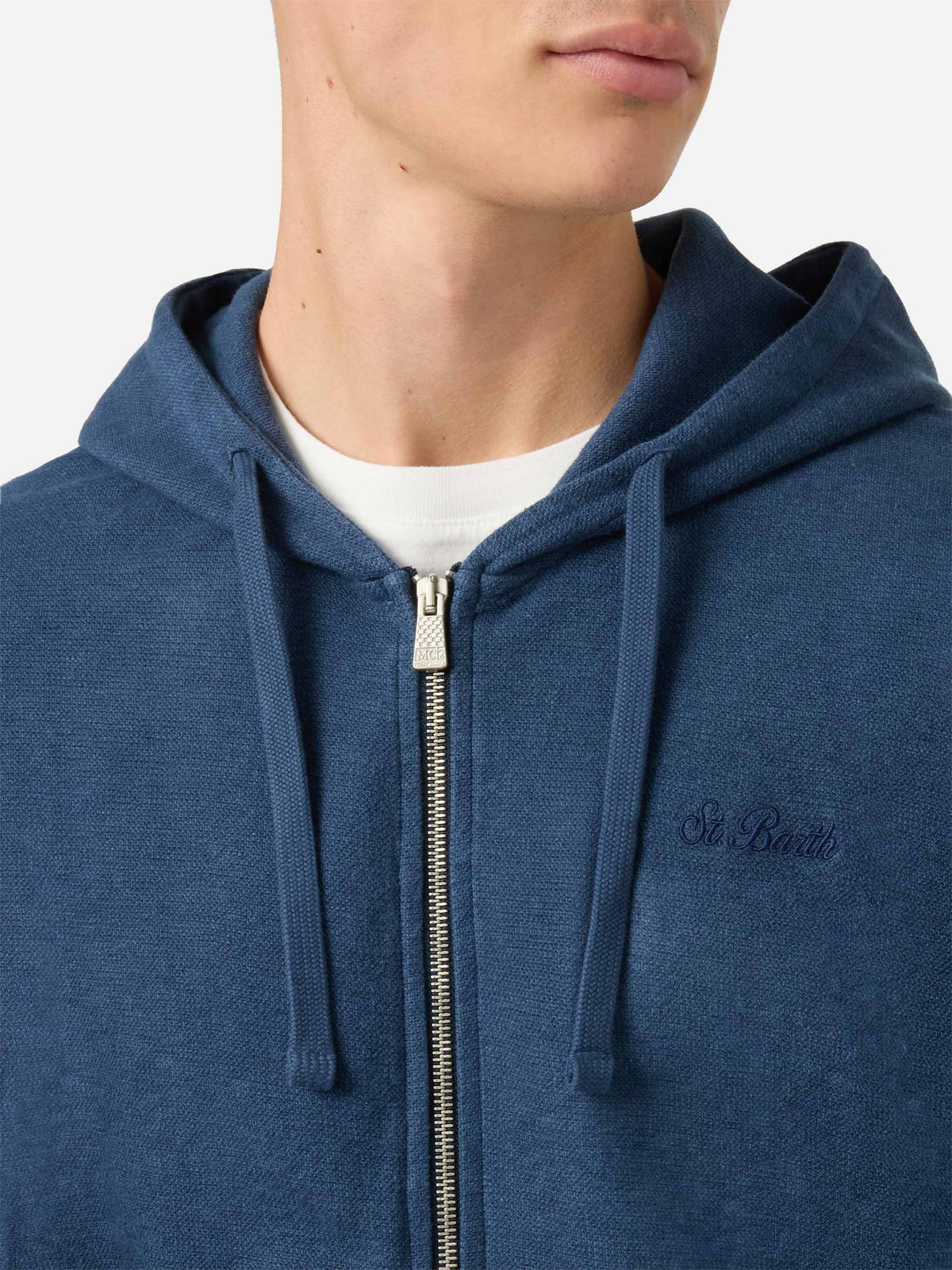 Blue cotton zipped hoodie Barrett
