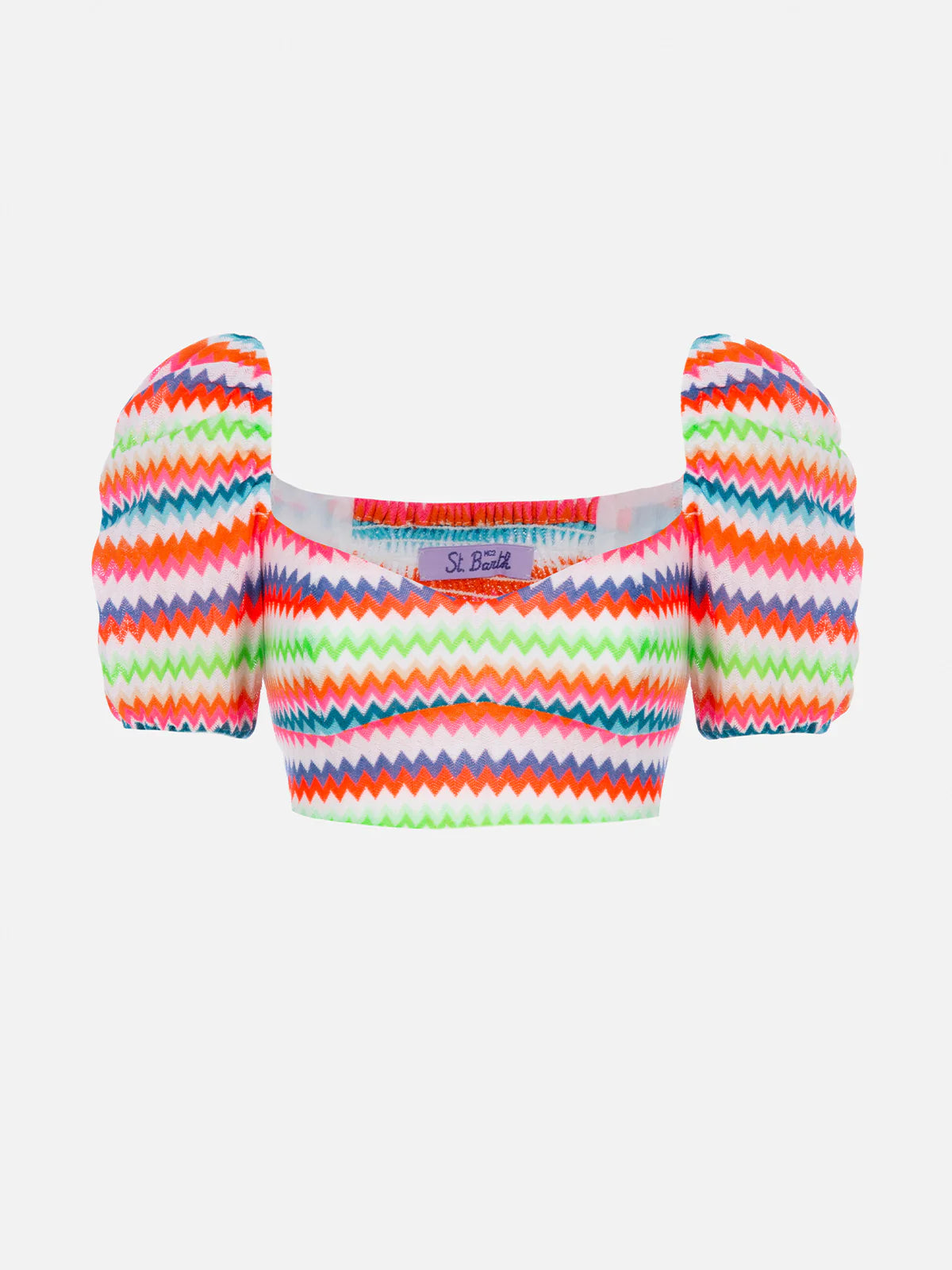 Delia fluo chevron raschel crop top