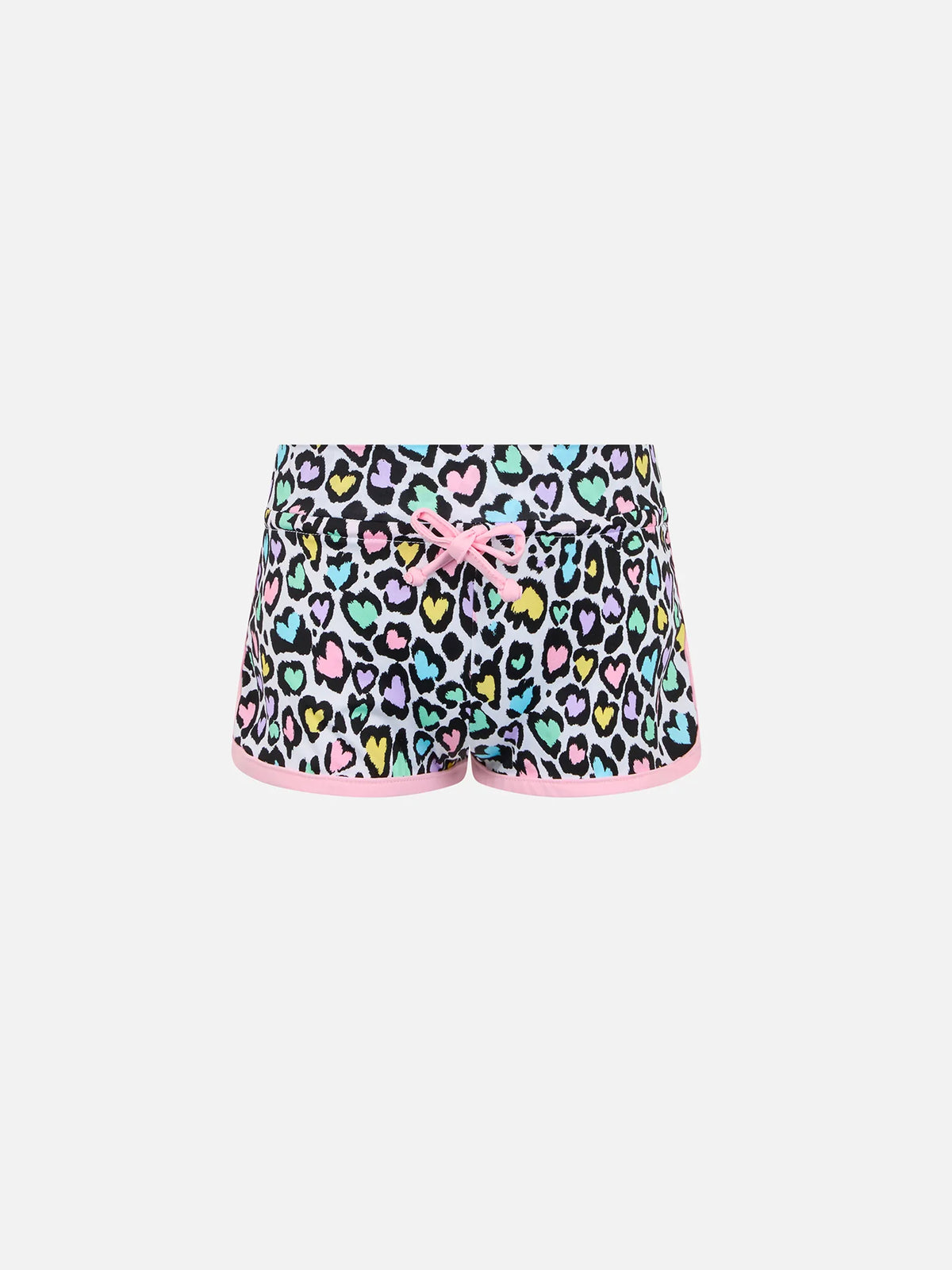 Girl beach shorts Coco with hearted animalier print