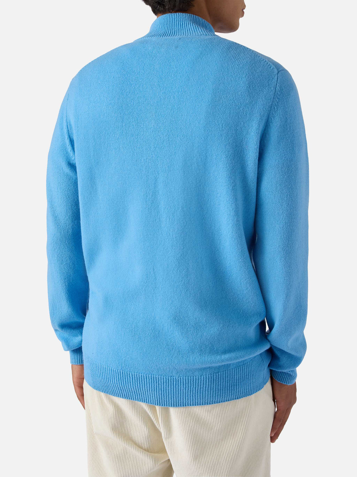 Jermyn half-zip sweater in 100% lambswool powder blue